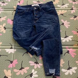 Kancan size 25 straight leg/skinny ripped ankle jeans